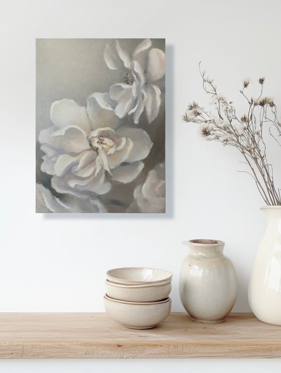White roses, blooming roses