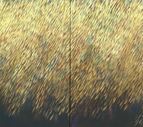 Fish nº87 / Extra large painting  #Gold series by Malgorzata Krakowiak