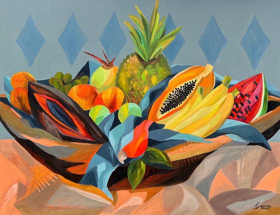 Island Fruit Symphony Still Life Bowl
