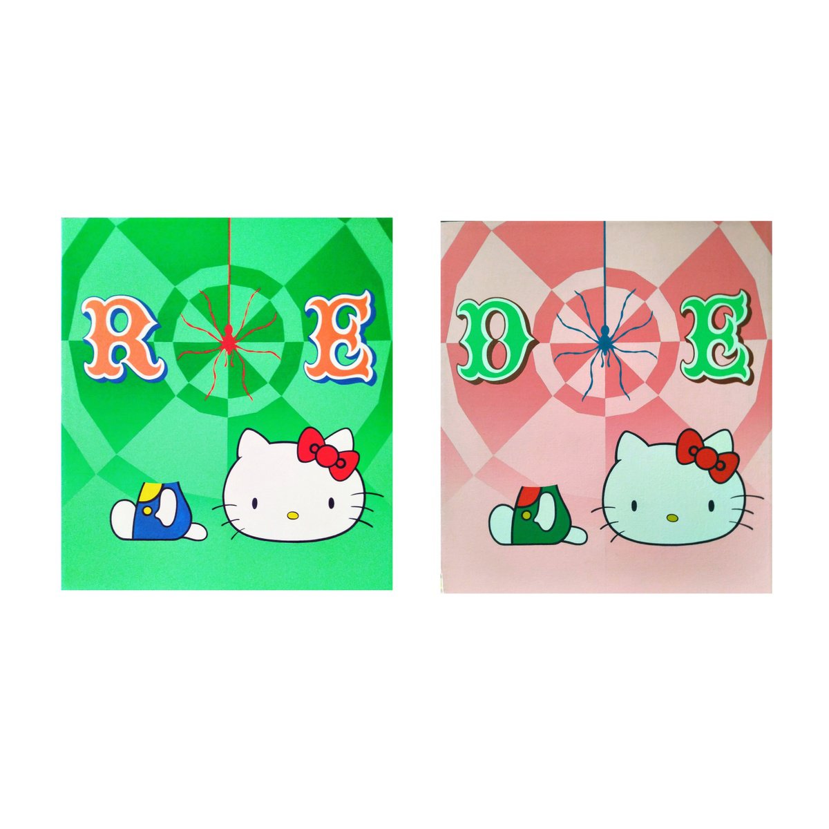 Urban And Pop Portrait Acrylic Painting By Hirotaka Suzuki, 14 X 16, Re + De (Diptych), Original Artwork