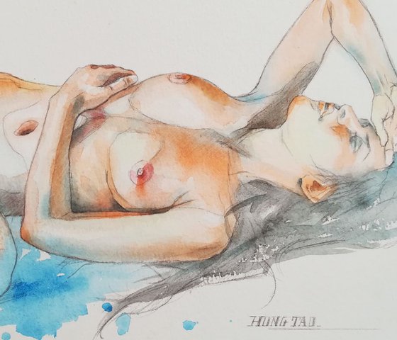 Watercolor female nude #19827