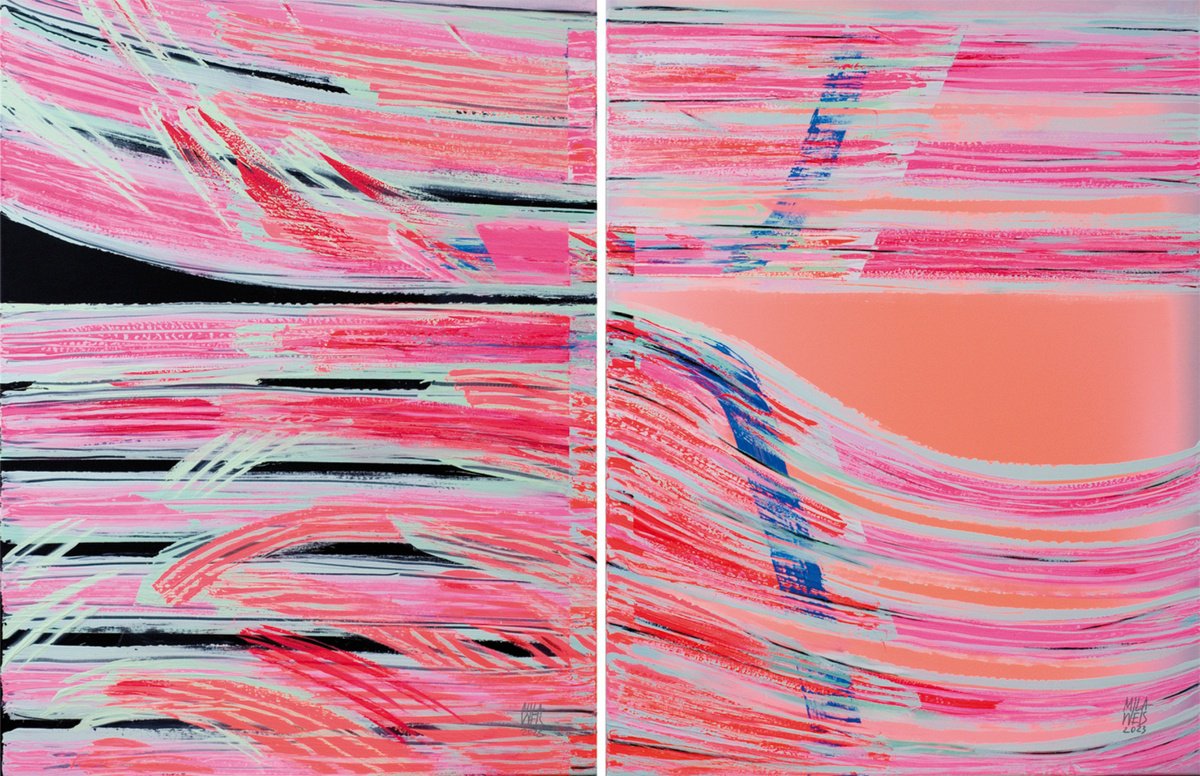 Expressive Abstract Acrylic Painting By Mila Weis, 70 X 46", Light Experience No. 9, Original Artwork