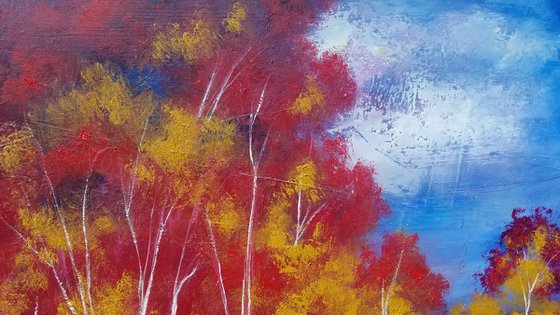 Crimson and Ochre trees 1