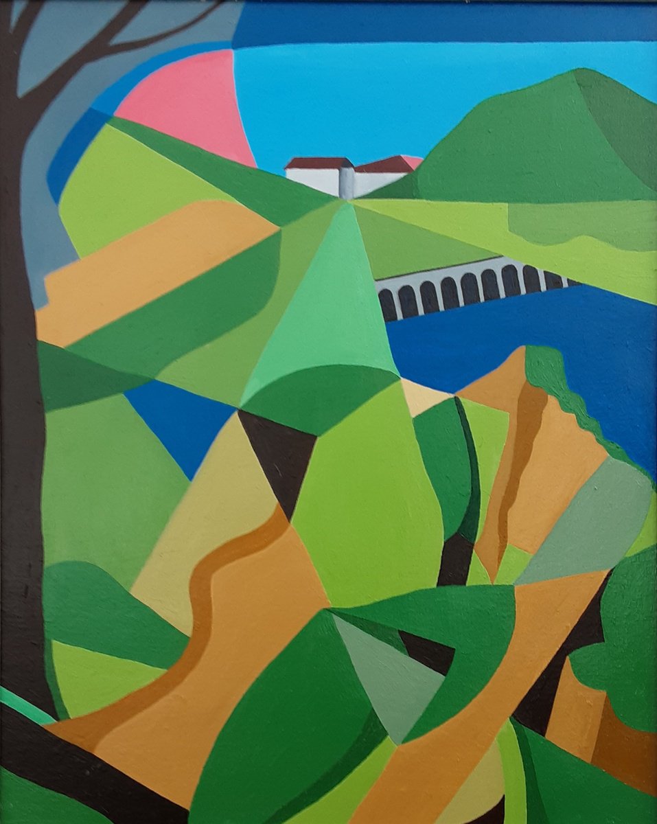 Abstract Landscape Oil Painting By Paul Heron, 21 X 25", Landscape Of The Mind, Original Artwork