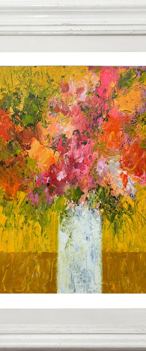 Summer Flowers in a White Vase by Jan Rippingham