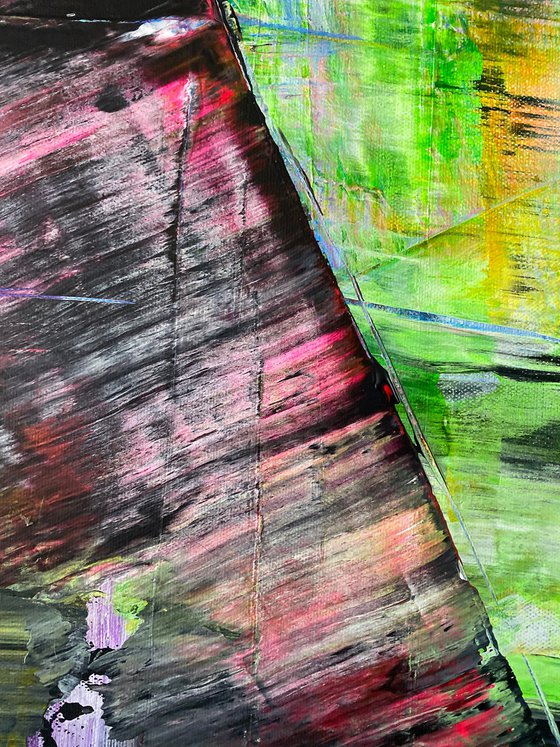 "We're All Mad Here" - Save As A Series - Original PMS Large Abstract Acrylic Painting Triptych On Canvas - 100" x 40"