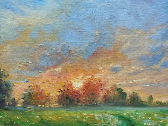 Landscape with dandelions