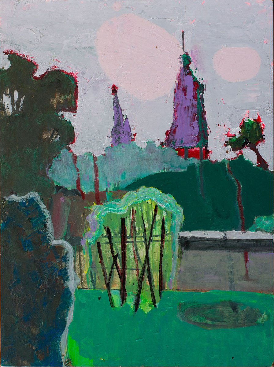 Expressive Abstract Acrylic Painting By Bohdan Katolyk, 13 X 17, Church, Original Artwork