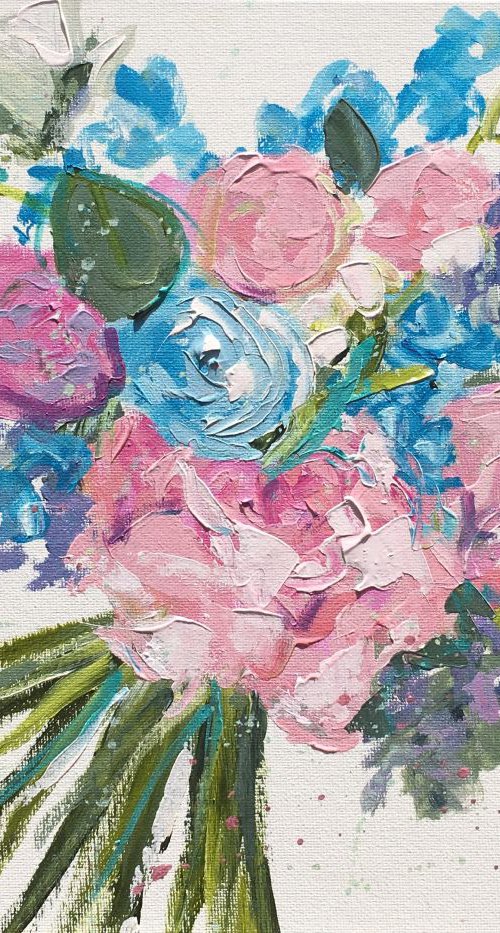 Pink and blue bouquet I by Emma Bell