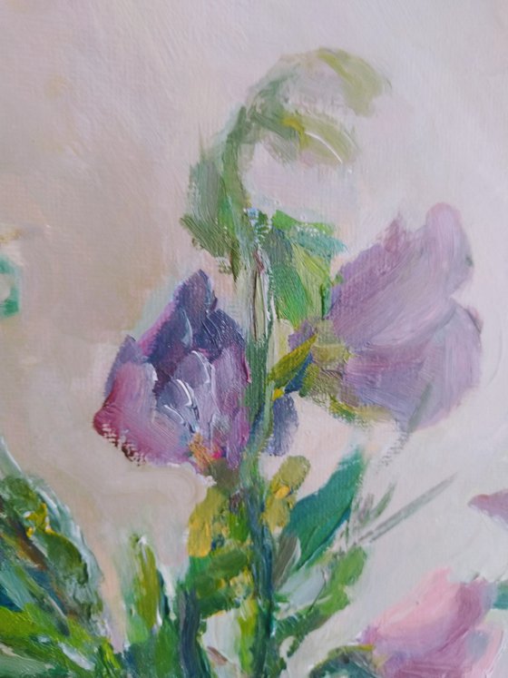 Sweet pea.  Original oil painting 2021