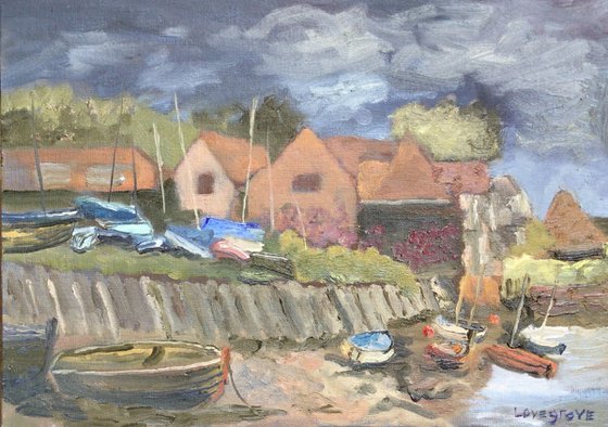 Burnham Overy Staithe, oil painting