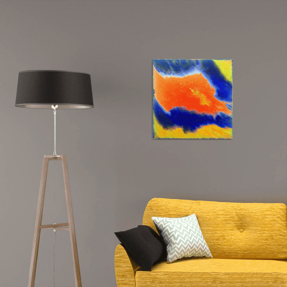 "Escape To Orange Island" - Original Abstract PMS Acrylic Painting - 24 x 24 inches