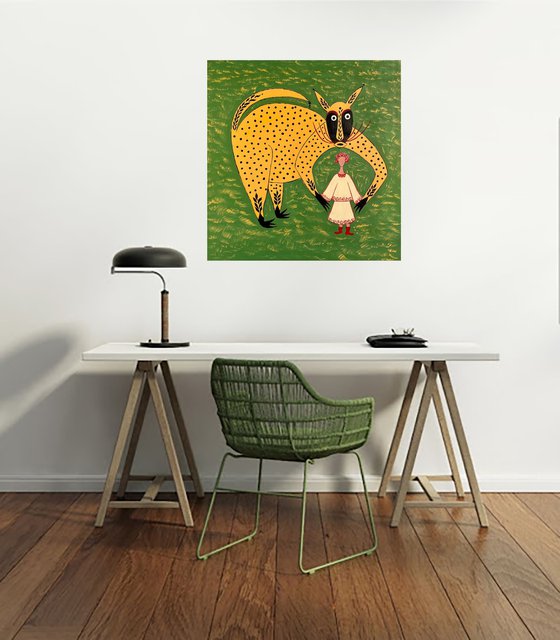 Woman Mystery Animal Painting