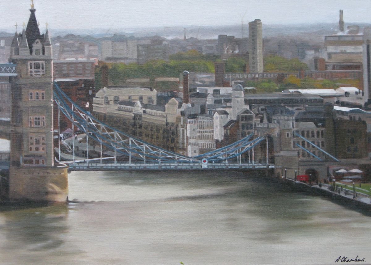 Oil Painting , Tower Bridge By Alison Chambers, 29 X 21, Artwork For Sale On Artfinder