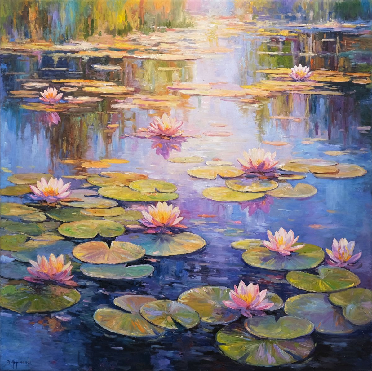 Dream Of The Water Lily Pond By Behshad Arjomandi, 39 X 39, Artwork For Sale On Artfinder