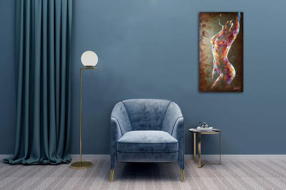 Painting Breath of love, nude girl, naked woman