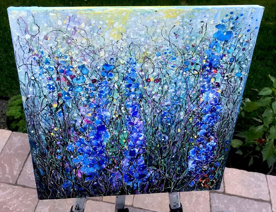 Delphiniums - Original Painting   by Olena Art