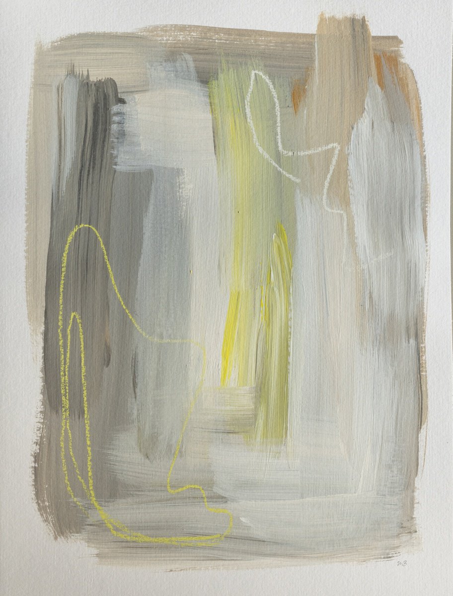 Organic Abstract Acrylic Painting By Mareike Bohmer, 12 X 16", Abstract Brush Strokes 313, Original Artwork