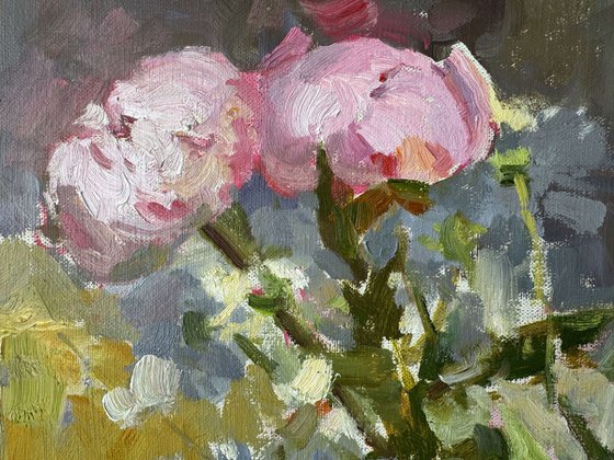 Peonies and Daisies in Sunlight