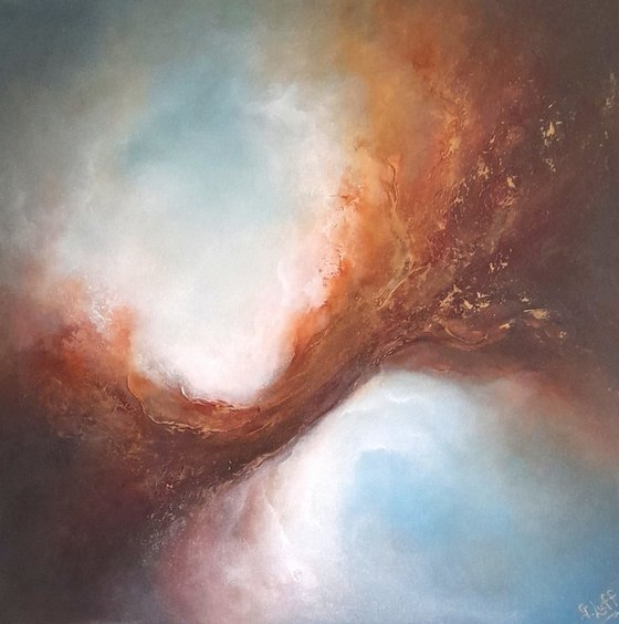 SURGE OF LIFE  II (LARGE DEEPLY TEXTURED OIL PAINTING (60CMS X 60CMS)