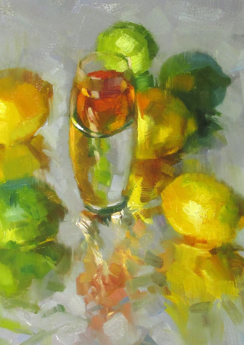 ’Lemon and Lime Shot’ - original oil painting, alla prima oil painting, one of a kind by Alex Kelly