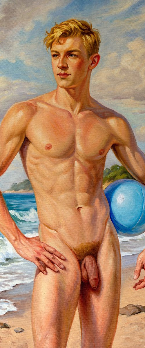 SUMMER REVERIE (NUDE MAN ON THE BEACH) by Yaroslav Sobol