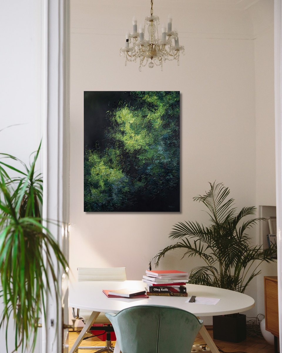 Organic Botanical Oil Painting By Olena Horhol, 31 X 39", Flowering 51, Original Artwork