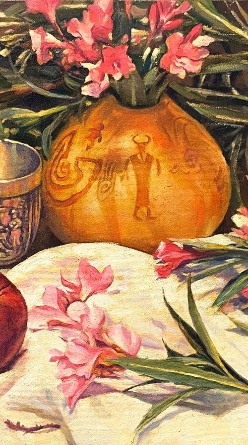 Indian Vase with Flowers by Paul Cheng