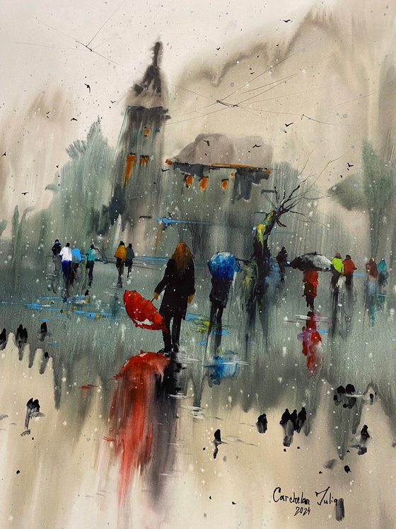 Watercolor “Spring shower”, perfect gift