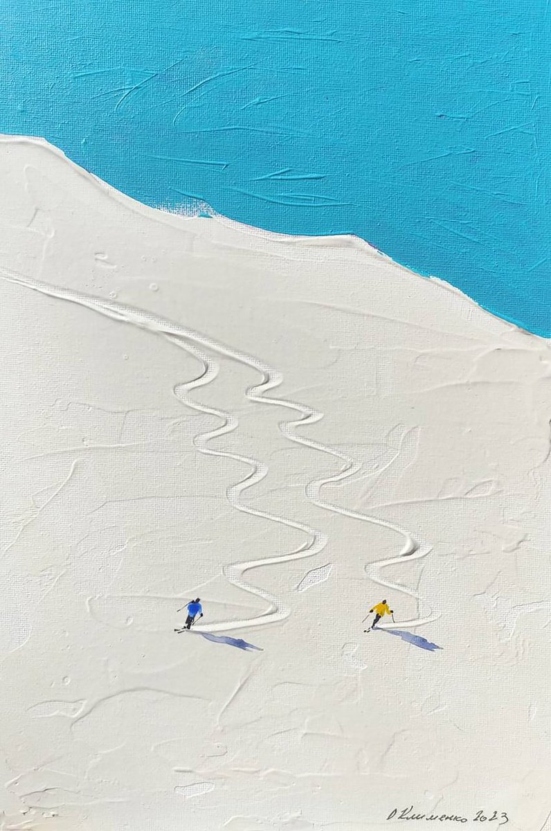 Impressionistic Landscape Watercolour By Elena Klimenko, 9 X 14, Perfect Couple, Original Artwork