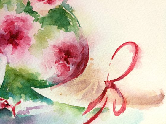 Modern still life "Four Seasons - SPRING" original watercolor sketch