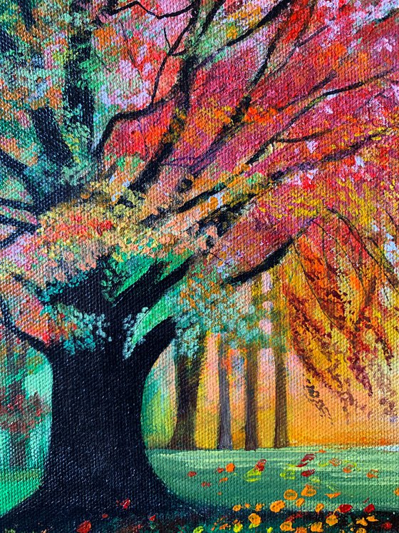 Autumn walk !!  Ready to hang painting!! Autumn landscape