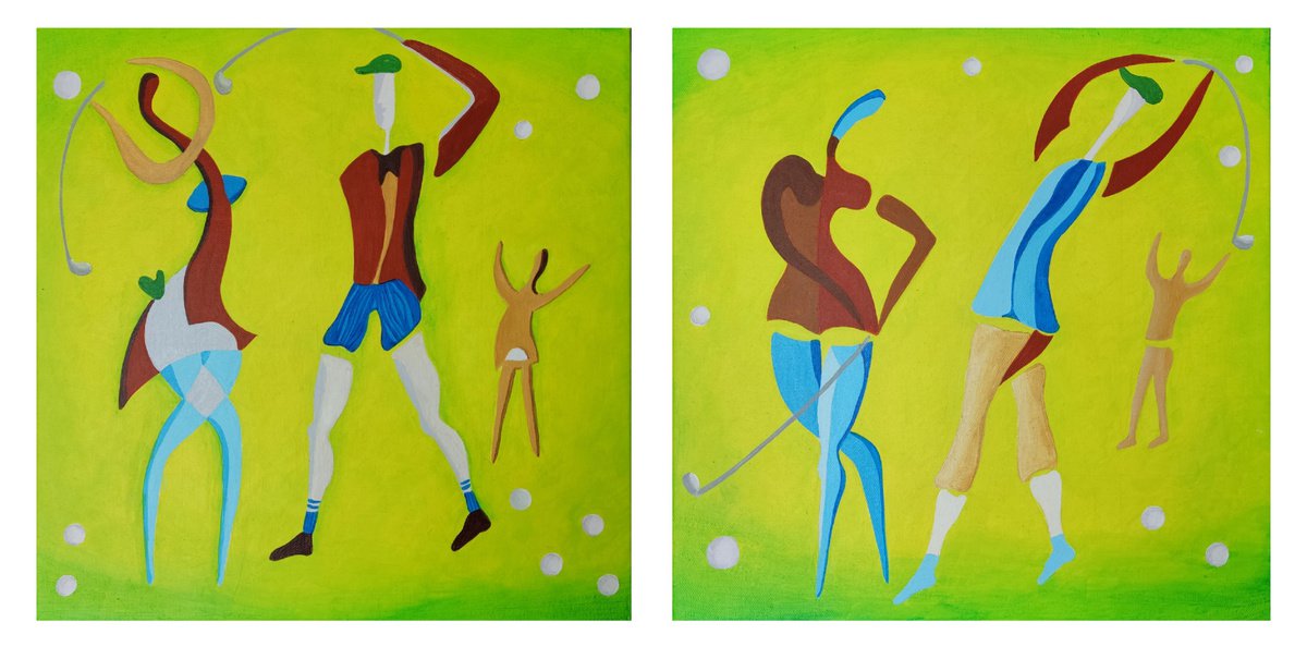 Diptych Golf game 1 + Golf game 2 by Vamosi Peter