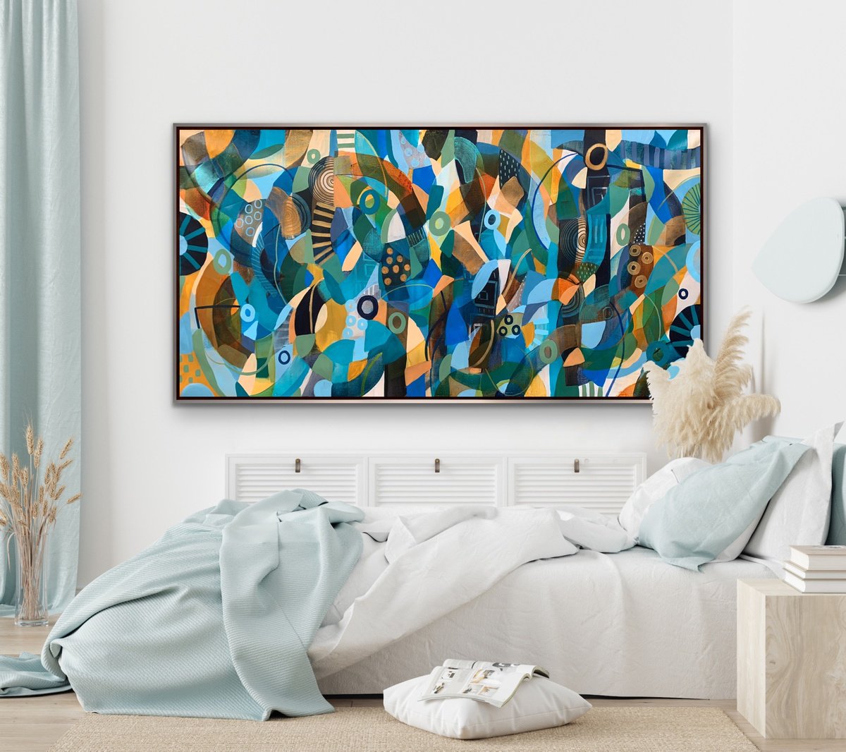 Organic Abstract Acrylic Painting By Rashna Hackett, 72 X 37", The Wanderer, Original Artwork