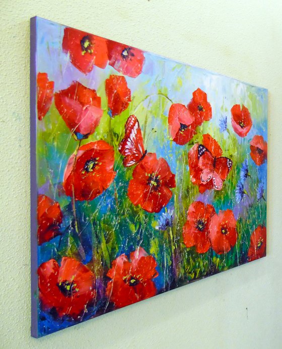 Poppies and butterflies