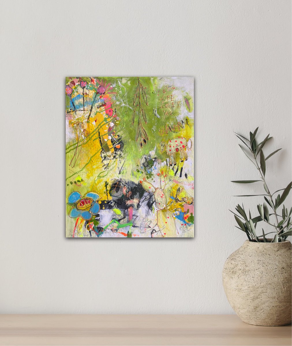 Urban And Pop Abstract Acrylic Painting By Bea Schubert, 16 X 20, Life Loves You No.29, Original Artwork