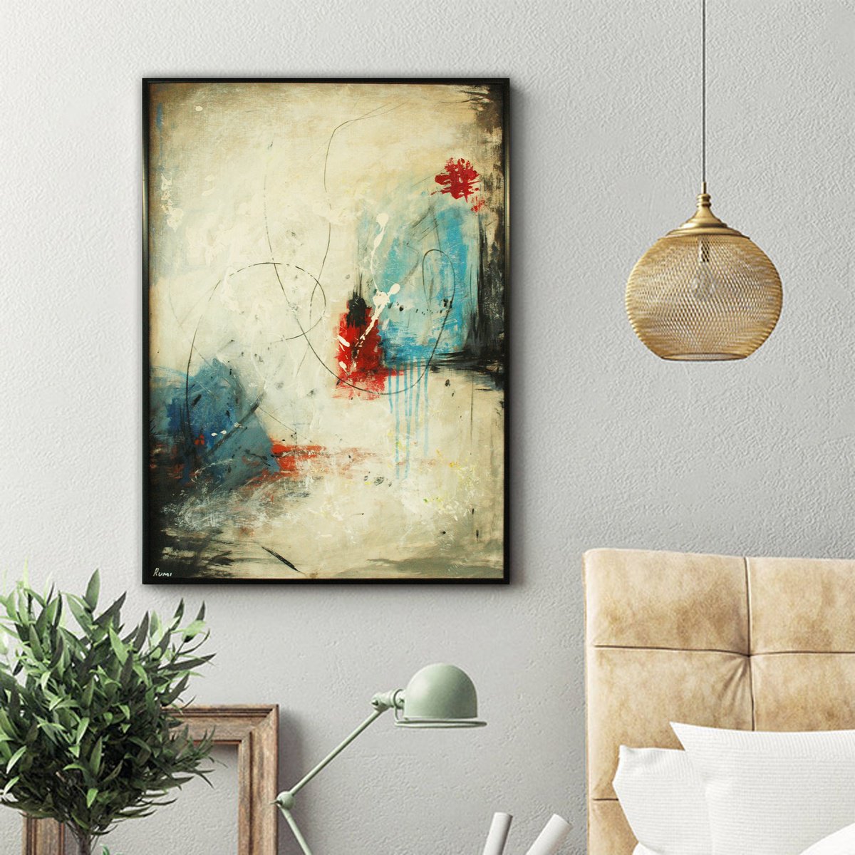 Abstract Acrylic Painting By Rumen Spasov, 20 X 28", Vanishing Memories, Original Artwork