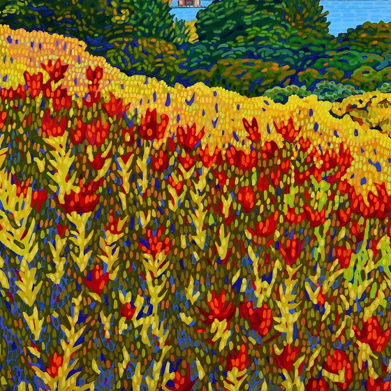 Golden Gate View With Flowers #2