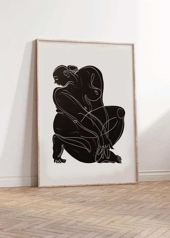 Linocut "Nude-4" 50x70cm