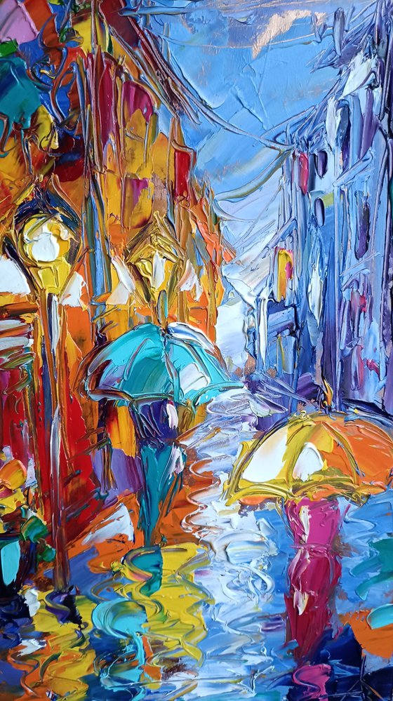Dance of lights in the rain