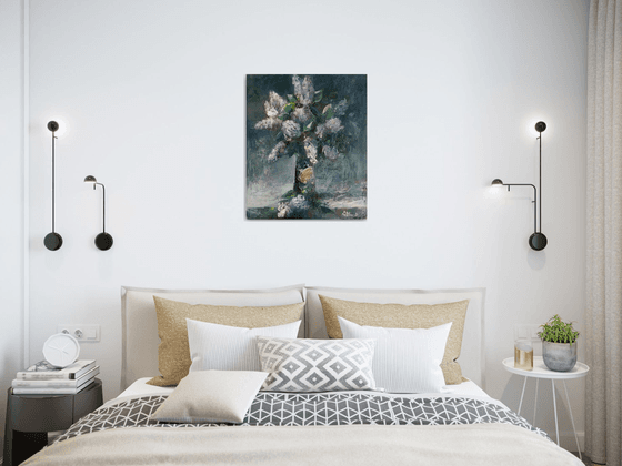Abstract  lilacs(50x60cm, oil painting, ready to hang)