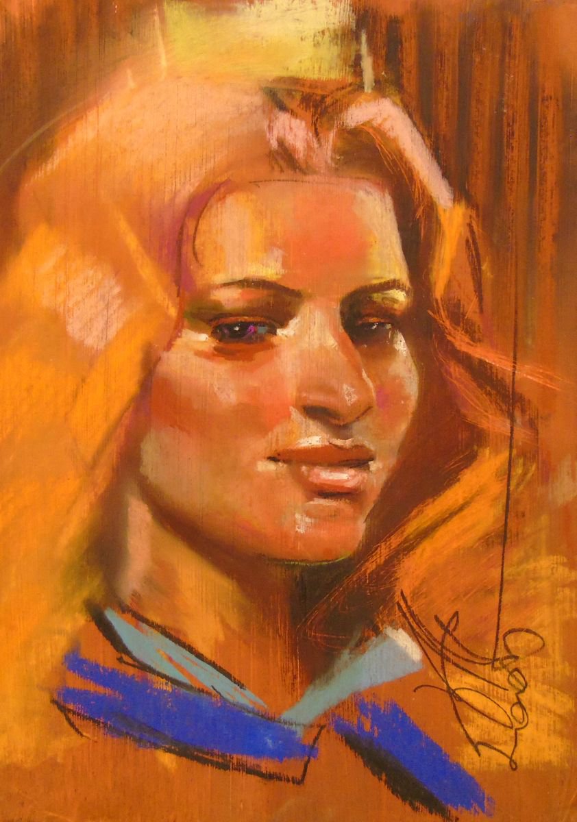 Photorealistic Portrait Pastel Drawing By Yuri Zelonuy, 12 X 16", Stranger 8, Original Artwork