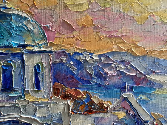 Santorini Sunset Greece landscape painting