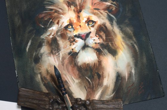 Lion in watercolor, Aslan, The king of Narnia