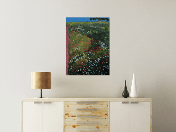 'Wildflowers growing along the edge of a pathway, Fife'