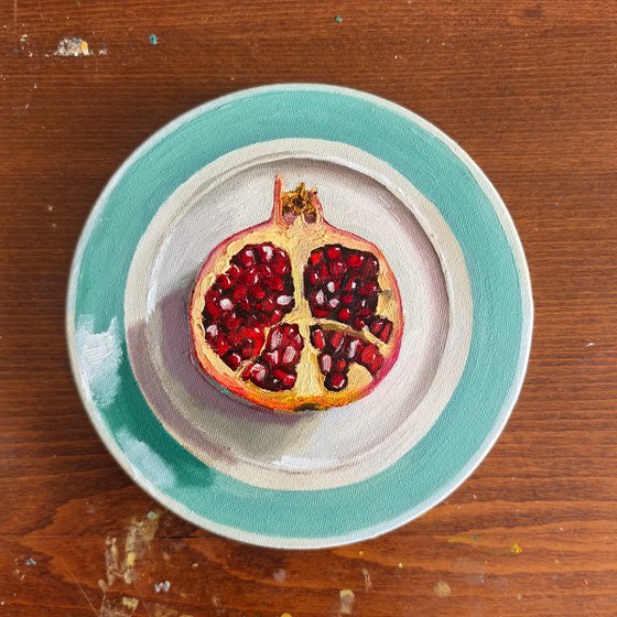 Pomegranate on plate