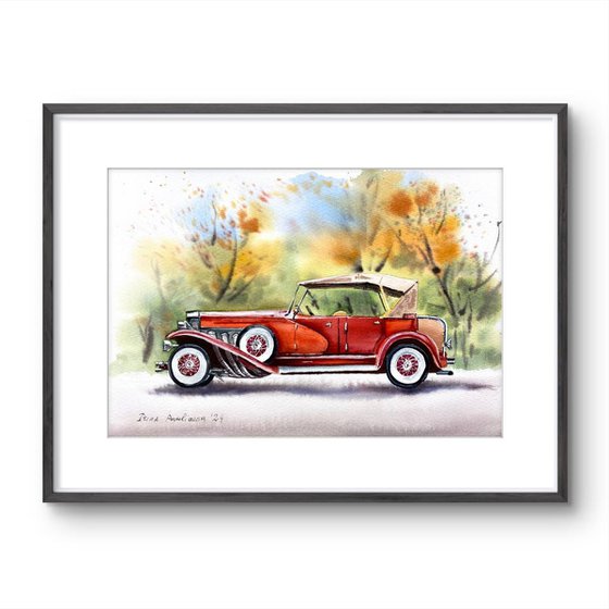 Classic Car in Autumn Drive