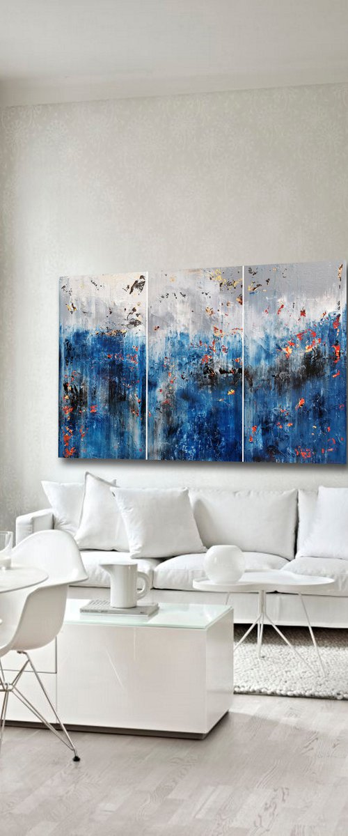 150x100cm. / Abstract triptych / Abstract 2147 by Alex Senchenko