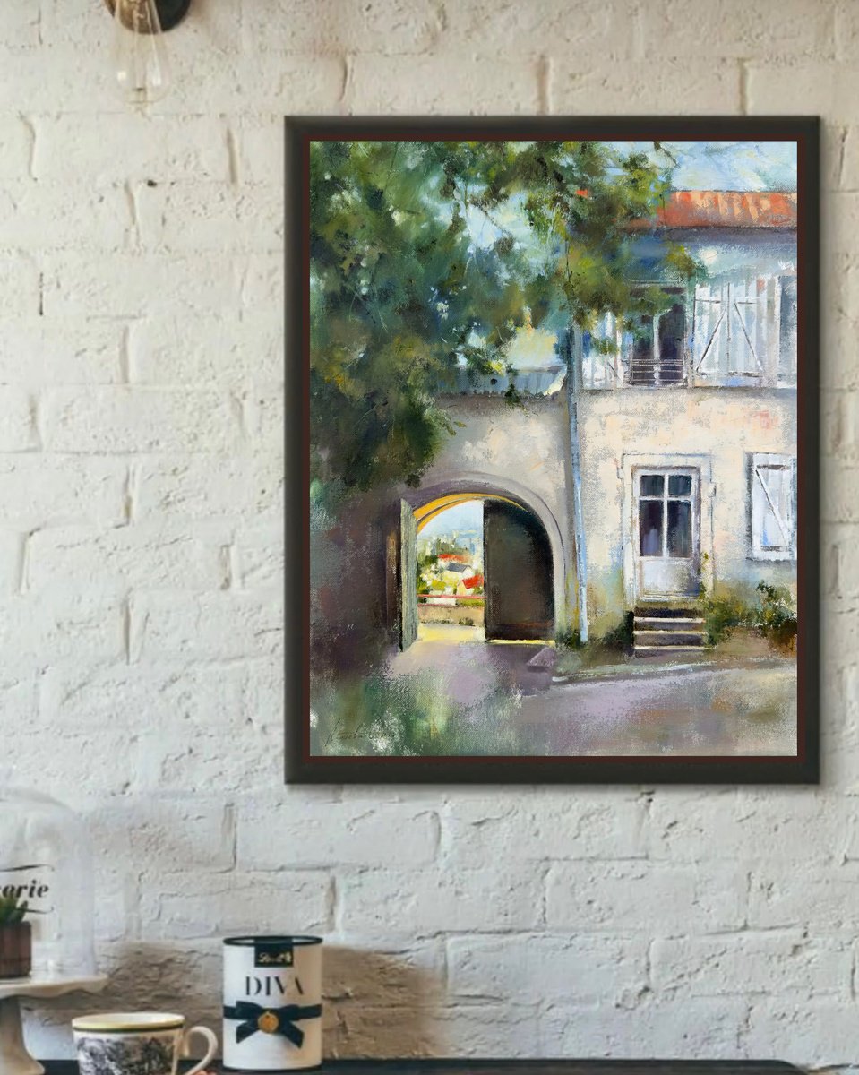 Impressionistic Cityscapes Oil Painting By Olha Laptieva, 16 X 20", Window On A Sunny Day, Original Artwork