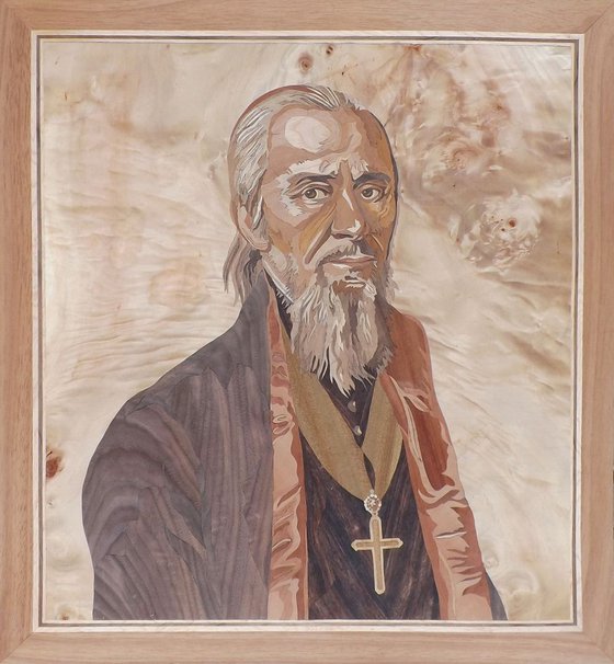 Marquetry portrait of Historical Figure - Lukijan Musicki (1777-1837)
